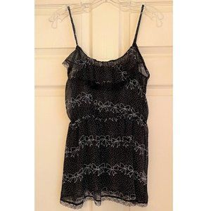 Rumors black & white bow design sheer top size Large